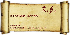 Kloiber Jónás névjegykártya